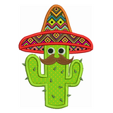 Cinco de Mayo cactus applique machine embroidery design by sweetstitchdesign.com