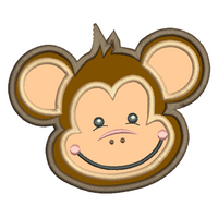 Monkey face applique machine embroidery design by sweetstitchdesign.com
