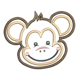 Monkey face applique machine embroidery design by embroiderytree.com