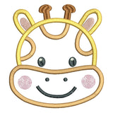 Cute giraffe face applique machine embroidery design by sweetstitchdesign.com