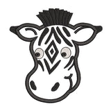 Zebra face applique machine embroidery design by sweetstitchdesign.com