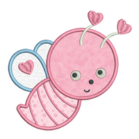 Valentine's Day love bug applique machine embroidery design by sweetstitchdesign.com