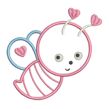 Valentine's Day love bug applique machine embroidery design by sweetstitchdesign.com