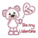 Valentine's Day teddy bear applique machine embroidery design by sweetstitchdesign.com