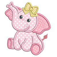 Baby girl elephant applique machine embroidery design by sweetstitchdesign.com