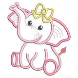 Baby girl elephant applique machine embroidery design by sweetstitchdesign.com