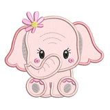 Baby girl elephant applique machine embroidery design by sweetstitchdesign.com