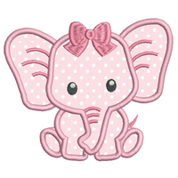 Baby elephant applique machine embroidery design by sweetstitchdesign.com