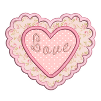 Valentine's love heart applique machine embroidery design by sweetstitchdesign.com