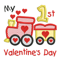 My 1st Valentine's train applique machine embroidery design by sweetstitchdesign.com