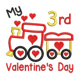 Valentine's Day train applique machine embroidery design by sweetstitchdesign.com