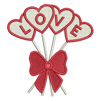 Valentine's Day heart balloons machine embroidery design by sweetstitchdesign.com