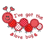 Valentine's Day love bug applique machine embroidery design by sweetstitchdesign.com