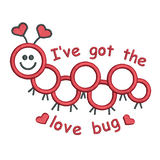 Valentine's Day love bug applique machine embroidery design by sweetstitchdesign.com