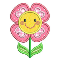 Happy spring flower applique machine embroidery design by sweetstitchdesign.com