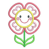 Happy spring flower applique machine embroidery design by sweetstitchdesign.com