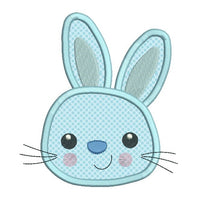 Easter bunny face applique machine embroidery design by sweetstitchdesign.com