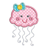 Cute jellyfish applique machine embroidery design by sweetstitchdesign.com
