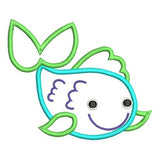 Colorful fish applique machine embroidery design by sweetstitchdesign.com