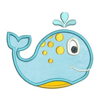 Cute boy whale applique machine embroidery design by sweetstitchdesign.com