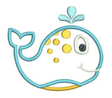 Cute boy whale applique machine embroidery design by sweetstitchdesign.com