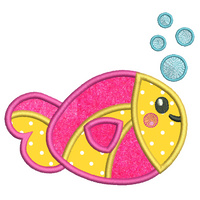 Cute fish applique machine embroidery design by sweetstitchdesign.com