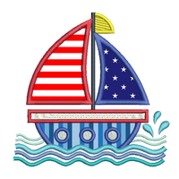 Sail boat applique machine embroidery design by sweetstitchdesign.com