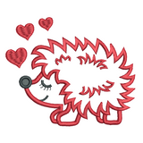 Valentine's Day Hedgehog applique machine embroidery design by sweetstitchdesign.com