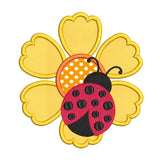 Ladybug on flower applique machine embroidery design by sweetstitchdesign.com