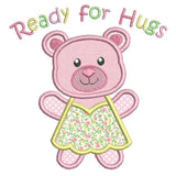 Cute teddy bear applique machine embroidery design by sweetstitchdesign.com