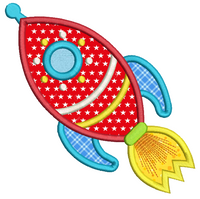 Toy rocket ship applique machine embroidery design by sweetstitchdesign.com