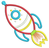 Toy rocket ship applique machine embroidery design by sweetstitchdesign.com