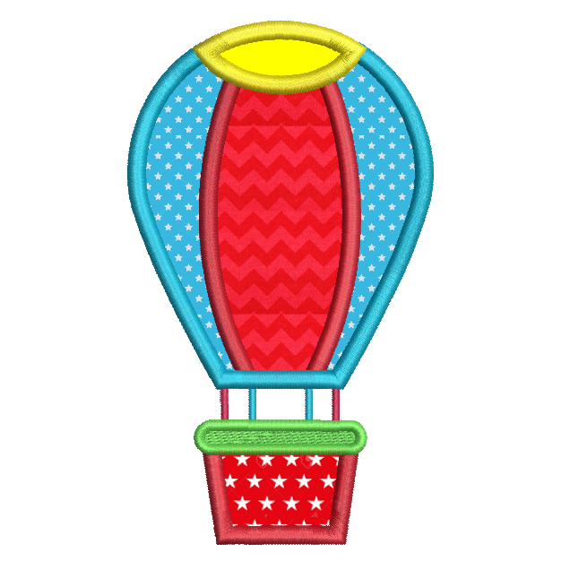 Toy hot air balloon applique machine embroidery design by sweetstitchdesign.com
