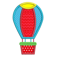 Toy hot air balloon applique machine embroidery design by sweetstitchdesign.com