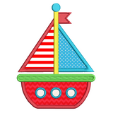 Sailing boat applique embroidery design by sweetstitchdesign.com