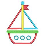 Sailing boat applique embroidery design by sweetstitchdesign.com