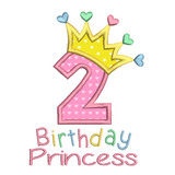 2nd birthday princess crown applique machine embroidery design by sweetstitchdesign.com
