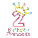 2nd birthday princess crown applique machine embroidery design by sweetstitchdesign.com