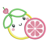 Pink lemon applique machine embroidery design by sweetstitchdesign.com