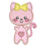 Kitten applique machine embroidery design by sweetstitchdesign.com