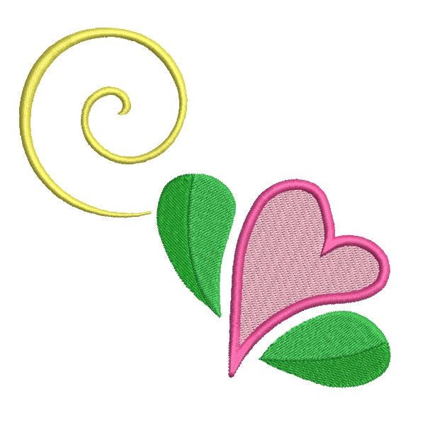 Leafy heart machine embroidery design by sweetstitchdesign.com