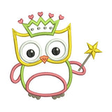 Fairy owl applique machine embroidery design by sweetstitchdesign.com