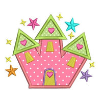 Fairy castle applique machine embroidery design by sweetstitchdesign.com