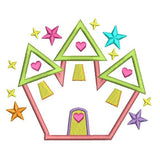 Fairy castle applique machine embroidery design by sweetstitchdesign.com