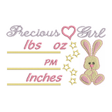 Baby birth announcement template machine embroidery design by sweetstitchdesign.com