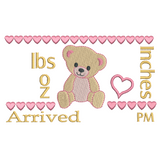 Baby birth announcement template machine embroidery design by sweetstitchdesign.com