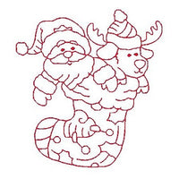 Christmas Santa - redwork machine embroidery design by sweetstitchdesign.com