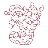 Christmas Santa - redwork machine embroidery design by sweetstitchdesign.com