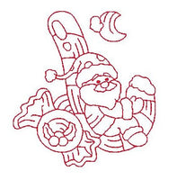 Christmas Santa - redwork machine embroidery design by sweetstitchdesign.com