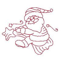 Christmas Santa - redwork machine embroidery design by sweetstitchdesign.com